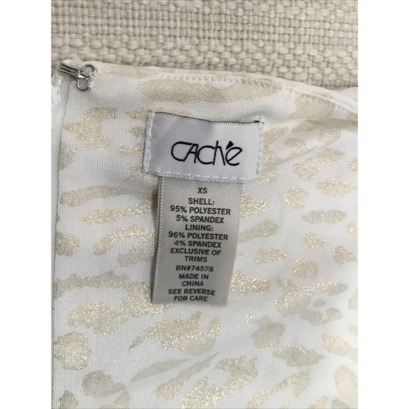 cache dress Xs Cream gold leopard print Cowl neck zipper Rebelchic glam rock - Picture 9 of 14